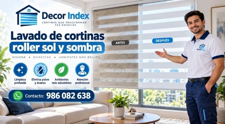 lavado de cortinas roller sol y sombra